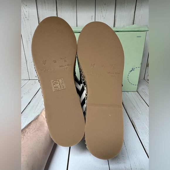 OFF-WHITE Stripes Espadrille Flat Black/White Sz 36 / 6